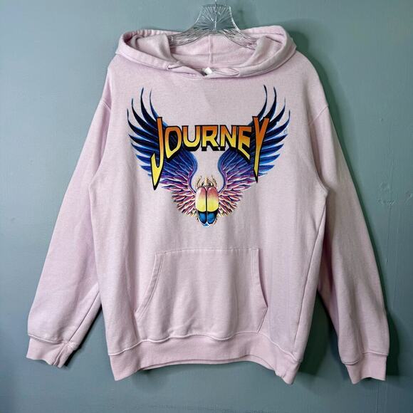 Journey Pale Pink Scarab Logo Hoodie Sweatshirt Women's Size L Stadium Rock Band - Picture 2 of 11